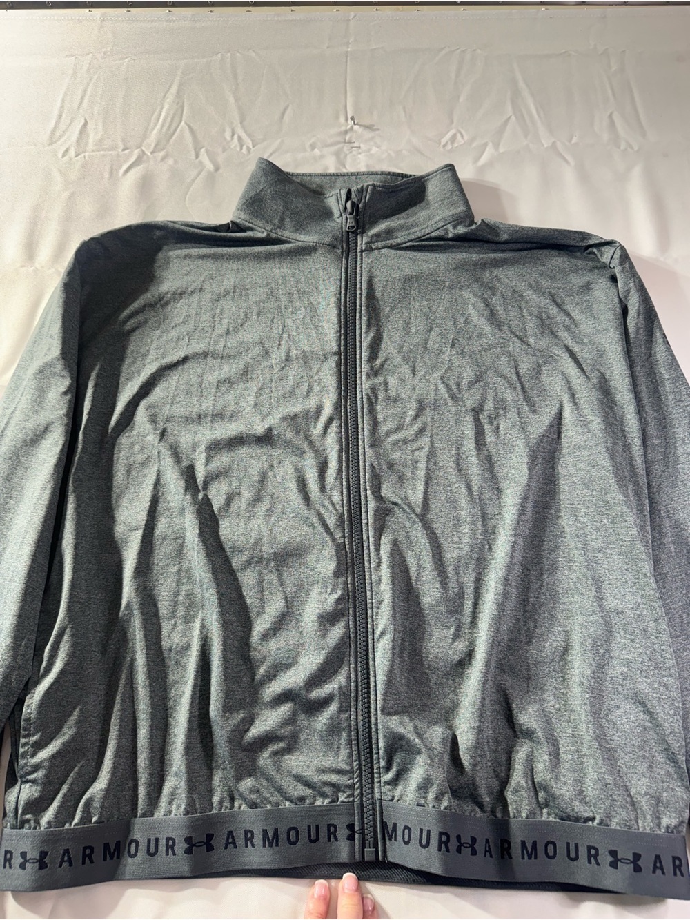 Under Armour Women's Large Heathered Gray Loose Full-Zip Shirt Jacket